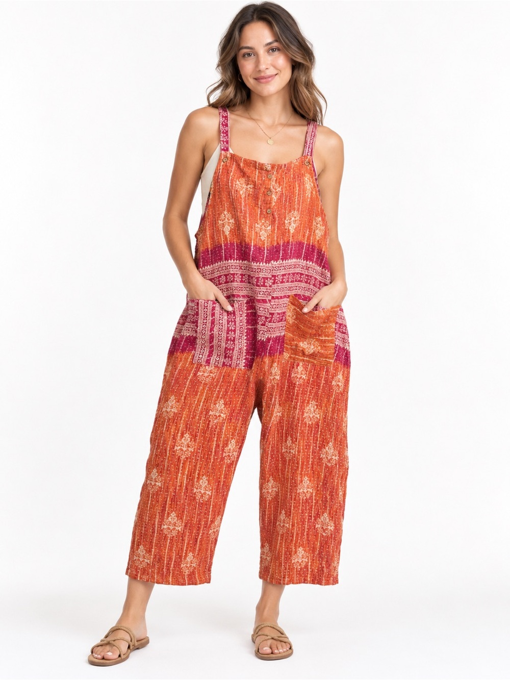 Reversible Kantha Oversized Jumper Jumpsuit Boho Patchwork Wide Leg #6